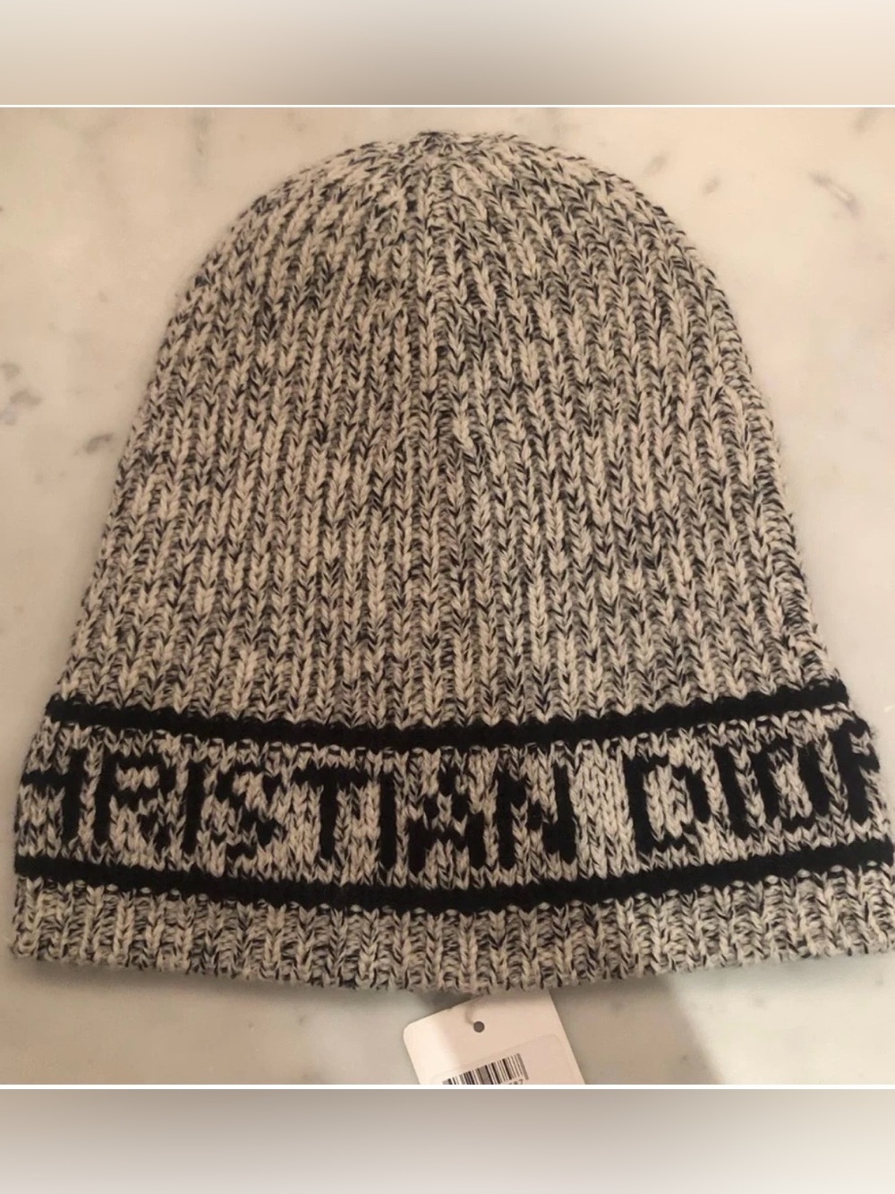 Dior Authentic D-White Reversible Knit Beanie Hat